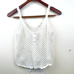 Y2K Womans Tank Sz S Crochet Cropped Boho Nautical Coastal Hippie Festival Lace